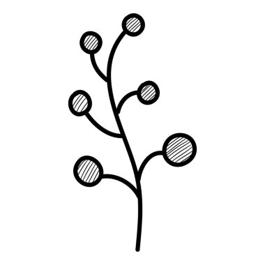 Noel tatili orman böğürtlen ikonu, el çizimi ve özet tarzı