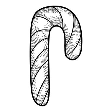 Noel tatili şeker çubuğu ikonu, el çizimi ve özet tarzı