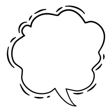 Çizgi roman balonu pop sanat simgesi, el çizimi ve özet tarzı