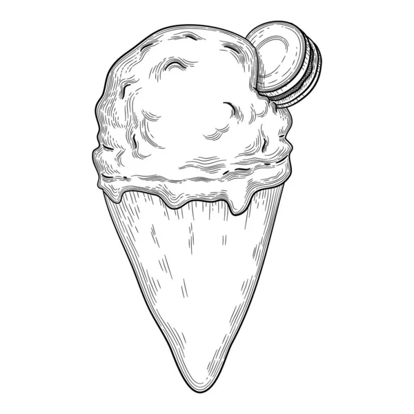 手描きのアイスクリームのロゴ 白い背景に分離されたアイスクリームベクトルのスケッチ ストックベクター C Microone