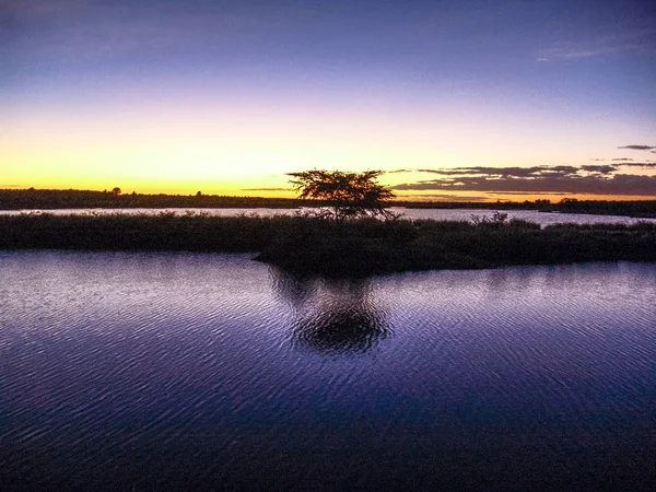 Tramonto Nel Fiume Sao Francisco Nord Est Del Brasile — Foto Stock