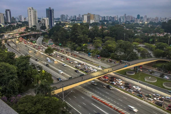 Panoramę Miasta Sao Paulo Zapadnięciu Zmroku — Zdjęcie stockowe
