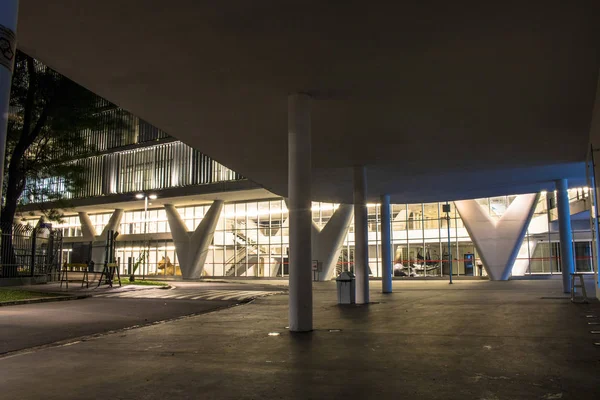 Sao Paulo Brasil Abril 2018 Vista Nocturna Fachada Del Mac —  Fotos de Stock