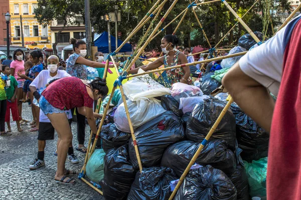 São Paulo Brasil Maio 2018 Acampamento Famílias Que Ocupam Edifício — Fotografia de Stock