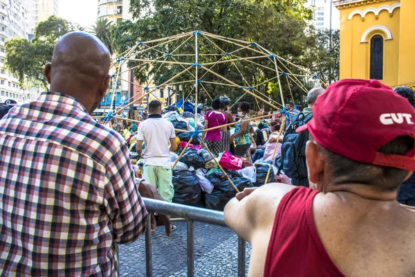 Sao Paulo Brasil Mayo 2018 Campamento Familias Que Ocupaba Edificio — Foto de Stock