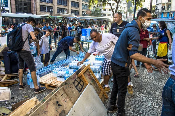 São Paulo Brasil Maio 2018 Acampamento Famílias Que Ocupam Edifício — Fotografia de Stock