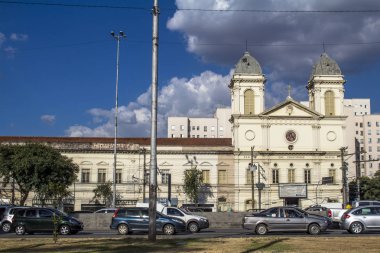 Sao Paulo, Brezilya, 19 Nisan 2016. Cephe, kilise, Sao Cristovao Tiradentes Caddesi üzerinde şehir Sao Paulo
