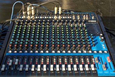 Sao Paulo, Sp, Brezilya. 29 Mayıs 2018. Bir profesyonel karıştırıcı ses içinde Güney Bölge Sao Paulo paneli.