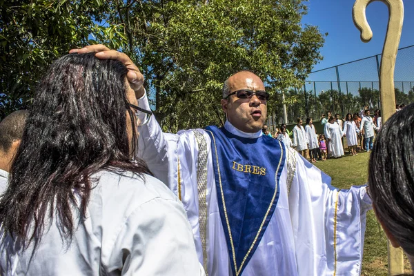 Sao Paulo Brazil November 2013 Baptism Ceremony Faithful Evangelical Baptist — Stock Photo, Image