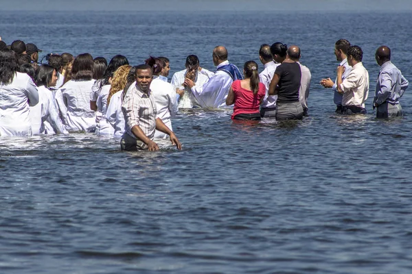 Sao Paulo Brasilien November 2013 Taufzeremonie Der Gläubigen Der Evangelischen — Stockfoto