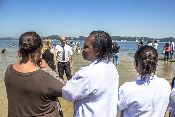 Sao Paulo Brazil November 2013 Baptism Ceremony Faithful Evangelical Baptist — Stock Photo, Image