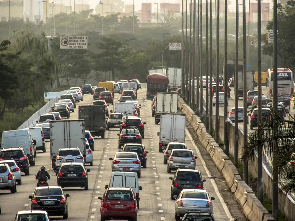 Sao Paulo Brazil June 2018 View Traffic Marginal Tiete Highway — Stock Photo, Image