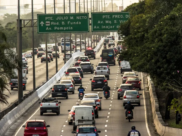 Sao Paulo Brazil June 2018 View Traffic Marginal Tiete Highway — Stock Photo, Image