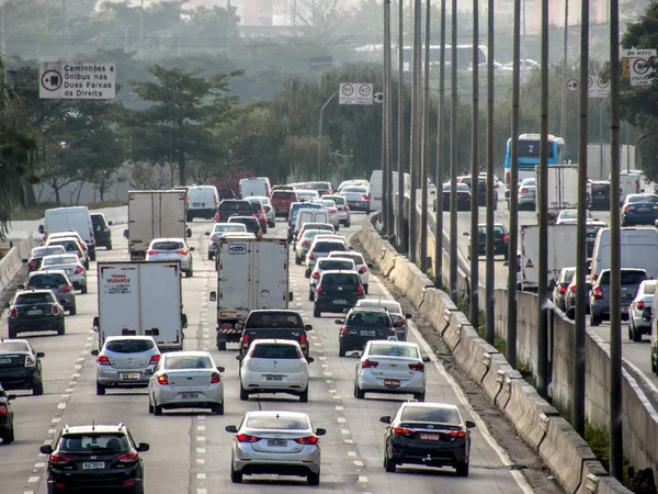 Sao Paulo Brazil June 2018 View Traffic Marginal Tiete Highway — Stock Photo, Image