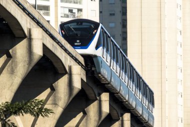 Sao Paulo, Brezilya, 20 Haziran 2018. Monoray Tren demiryolu kiriş Sao Paulo Doğu bölgesinde taşır