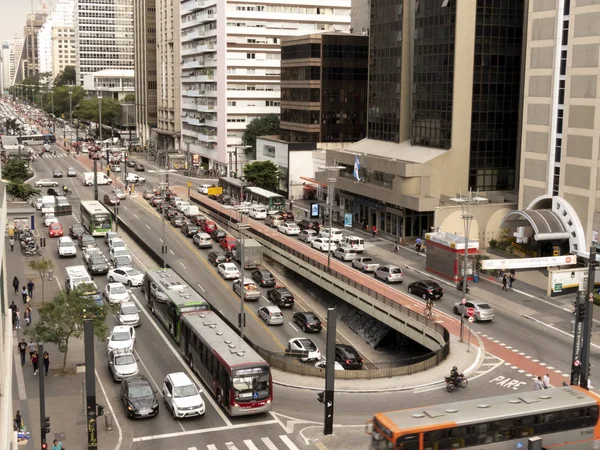 Sao Paulo Brazylia Czerwca 2018 Ruchu Pojazdów Alei Avenida Paulista — Zdjęcie stockowe