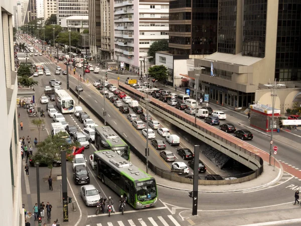 Sao Paulo Brasilien Juni 2018 Verkehr Von Fahrzeugen Der Paulista — Stockfoto
