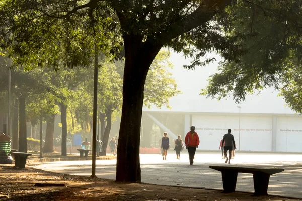 Sao Paulo Brazil June 2018 People Walking Biking Running Ibirapuera — Stock Photo, Image