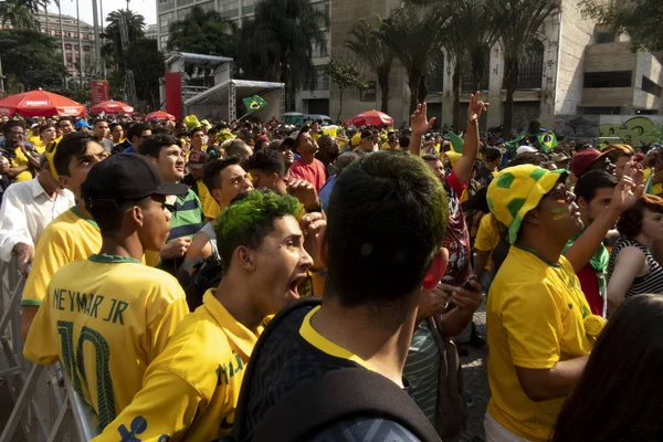 상파울루 브라질입니다 2018 일입니다 브라질 벨기에 2018 월드컵 파울로에서 Anhangaba — 스톡 사진