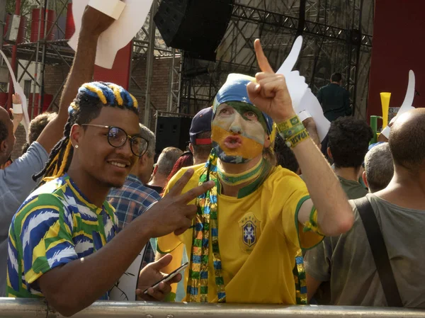 Sao Paulo Fra Brasil Juli 2018 Fans Ledsager Kampen Mellom – stockfoto