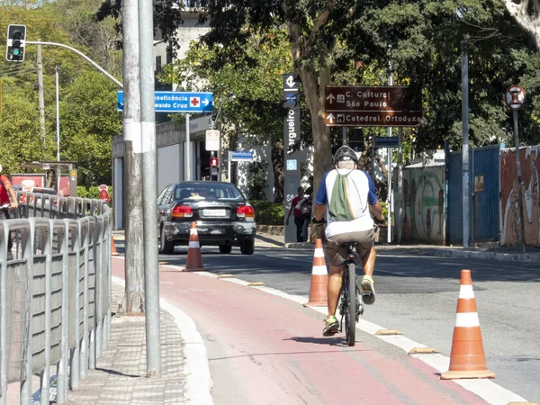 Sao Paulo Brésil Juillet 2018 Voie Cyclable Dans Avenue Vergueiro — Photo