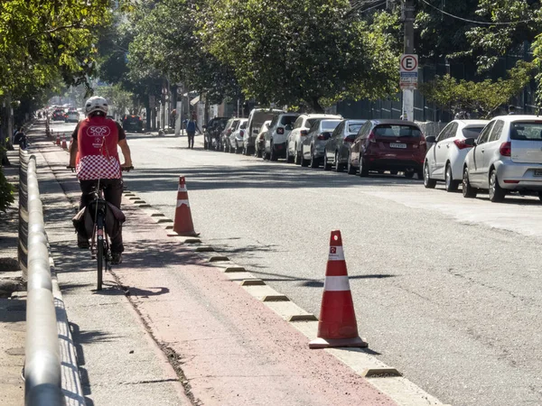 Sao Paulo Brasil Julio 2018 Carril Bici Avenida Vergueiro Centro — Foto de Stock