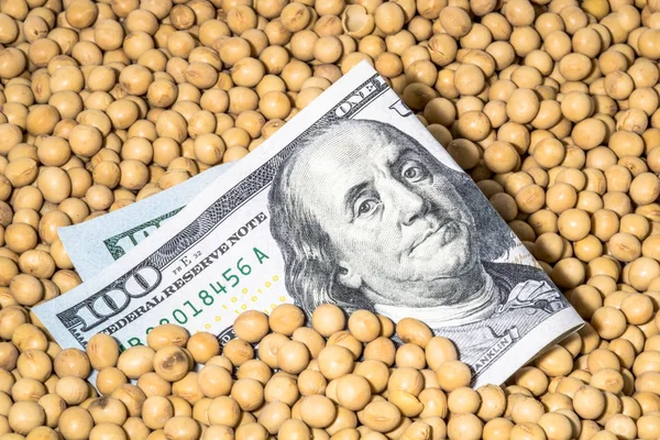 Agricultural Concept Soybean 100 Dollar Banknote — Stock Photo, Image