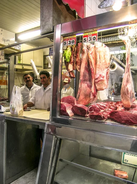 Sao Paulo Brasil Agosto 2003 Procesamiento Carne Mercado Municipal Sao — Foto de Stock