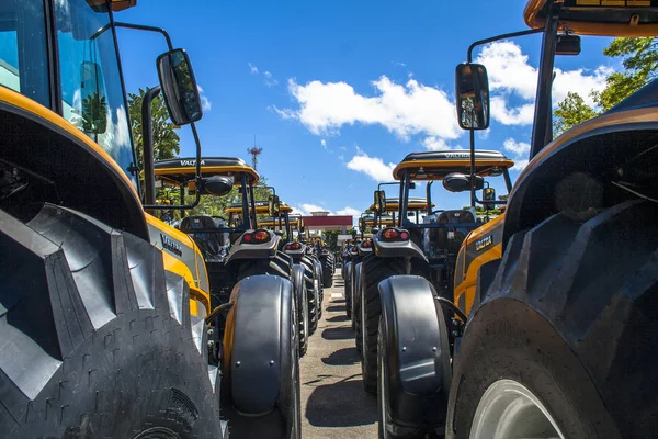 Mogi da Cruzes, Sao Paulo, Brazil, Septermber 19, 2008: Tractors exhibition outdoor on the Valtra tractor factory.