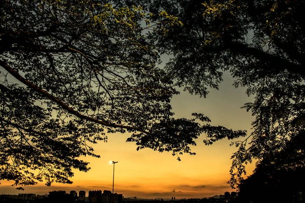 Skyline Van Sao Paulo City Zonsondergang Tijd — Stockfoto