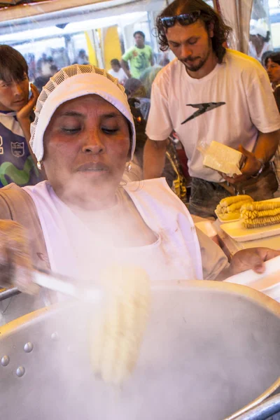 Sao Paulo Brazílie Ledna 2008 Žena Připravuje Typické Bolivijské Pokrmy — Stock fotografie