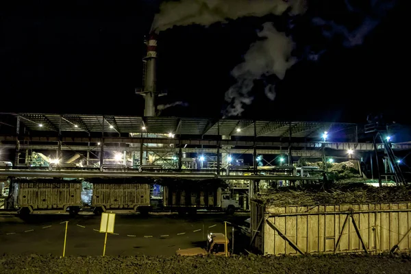 Bariri Sao Paulo Brezilya Ekim 2008 Brezilya Gece Etanol Üretim — Stok fotoğraf