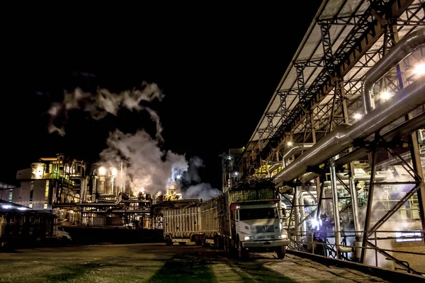 Bariri Sao Paulo Brazil October 2008 Ethanol Manufacturing Plant Night — Stock Photo, Image