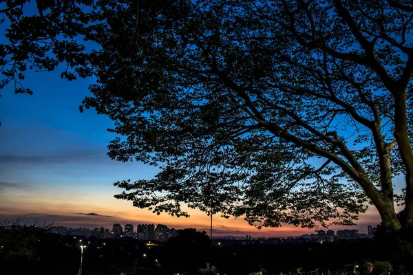 Skyline Sao Paulo City Solnedgången Tid — Stockfoto