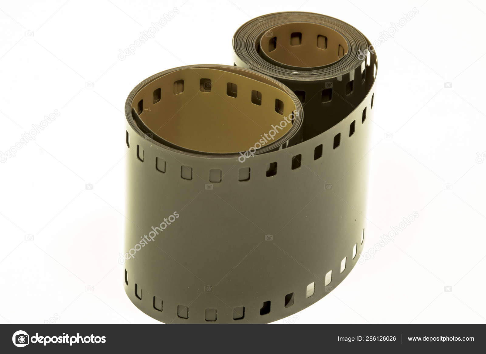 Rolled Undeveloped Film Strip White Background — Stock Photo