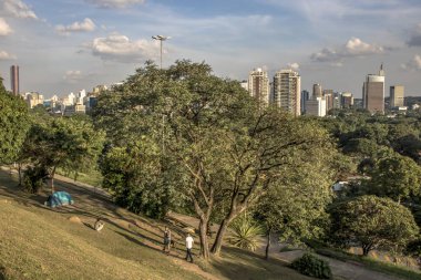 Sao Paulo, Brezilya, Ocak 2019. İnsanlar Sunset Meydanı 'ndan veya Portekiz Praca Por do Sol güzel mahallede Vila Madalena gün batımı zaman beklemek