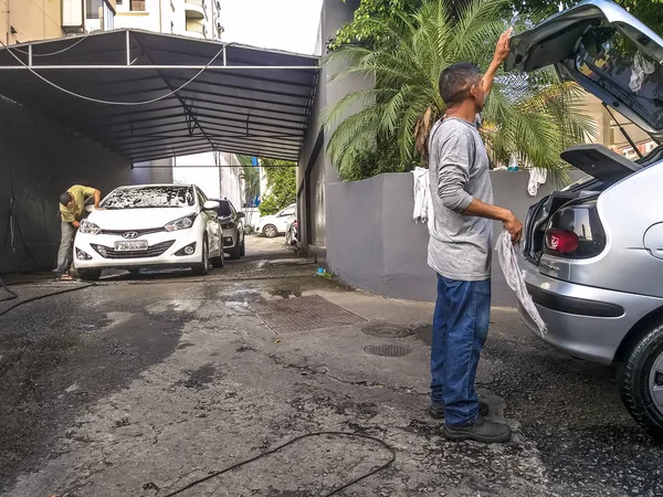 Σάο Πάολο Βραζιλία Μαΐου 2019 Χειροκίνητο Πλύσιμο Αυτοκινήτου Ένα Πλυντήριο — Φωτογραφία Αρχείου