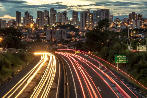 Marilia São Paulo Brasil Março 2019 Trilho Luz Provocado Pelo — Fotografia de Stock