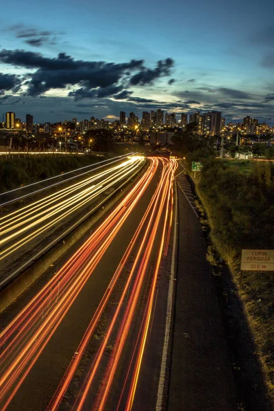 Marilia São Paulo Brasil Março 2019 Trilho Luz Provocado Pelo — Fotografia de Stock