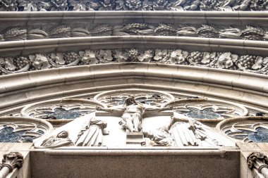 Sao Paulo, Brezilya, 18 Şubat. 20118. Sao Paulo şehir merkezindeki Se Metropolitan Katedrali heykeli süslü cephesi