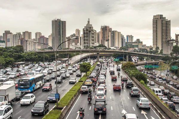 San Paolo Brasile Febbraio 2011 Traffico Viale Maio Nei Giorni — Foto Stock