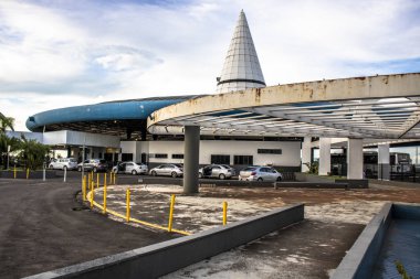 Marilia, Sao Paulo, Brezilya, 17 Mart 2019. Marlia Otobüs Terminali Cephesi, Sao Paulo Eyaleti'nin orta batı bölgesinde.