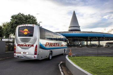 Marilia, Sao Paulo, Brezilya, 17 Mart 2019. Marlia Otobüs Terminali Cephesi, Sao Paulo Eyaleti'nin orta batı bölgesinde.