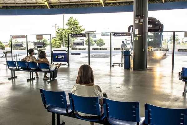 Marilia Sao Paulo Brésil Mars 2019 Les Passagers Attendent Monter — Photo