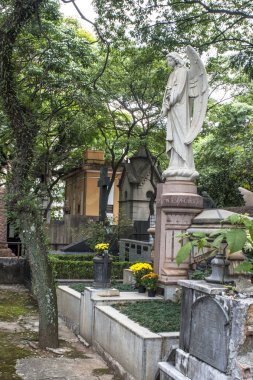 Sao Paulo, Brasil, 02 Kasım 2011. Sao Paulo'nun orta kesimindeki Consolacao Mezarlığı'nın mezarında heykeller.