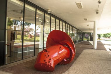 Sao Paulo, Brezilya, 05 Kasım 2011. Modern Sanat Müzesi Cephesi, Mam, Ibirapuera Park içinde, Sao Paulo