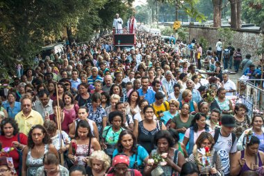 Sao Paulo, Brezilya, 19 Nisan 2012. Sadık Santo Expedito kilisede Kutsal Gün Expedito kutlamak, Sao Paulo Işık mahallede.