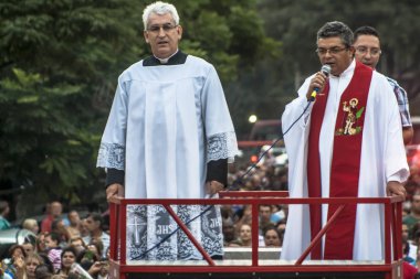 Sao Paulo, Brezilya, 19 Nisan 2012. Sadık Santo Expedito kilisede Kutsal Gün Expedito kutlamak, Sao Paulo Işık mahallede.