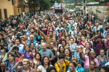 Sao Paulo, Brezilya, 19 Nisan 2012. Sadık Santo Expedito kilisede Kutsal Gün Expedito kutlamak, Sao Paulo Işık mahallede.