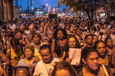 Sao Paulo, Brezilya, 19 Nisan 2012. Sadık Santo Expedito kilisede Kutsal Gün Expedito kutlamak, Sao Paulo Işık mahallede.